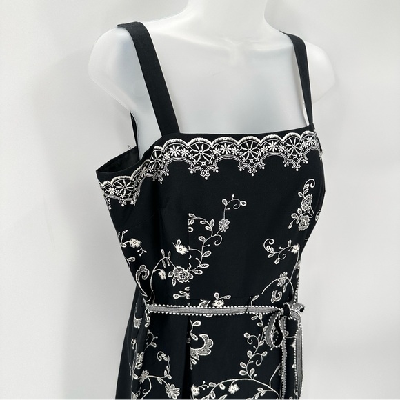 Madison Leigh Dress Women’s 12 Black Floral Tie Belt Sundress Classic Preppy - Picture 2 of 14